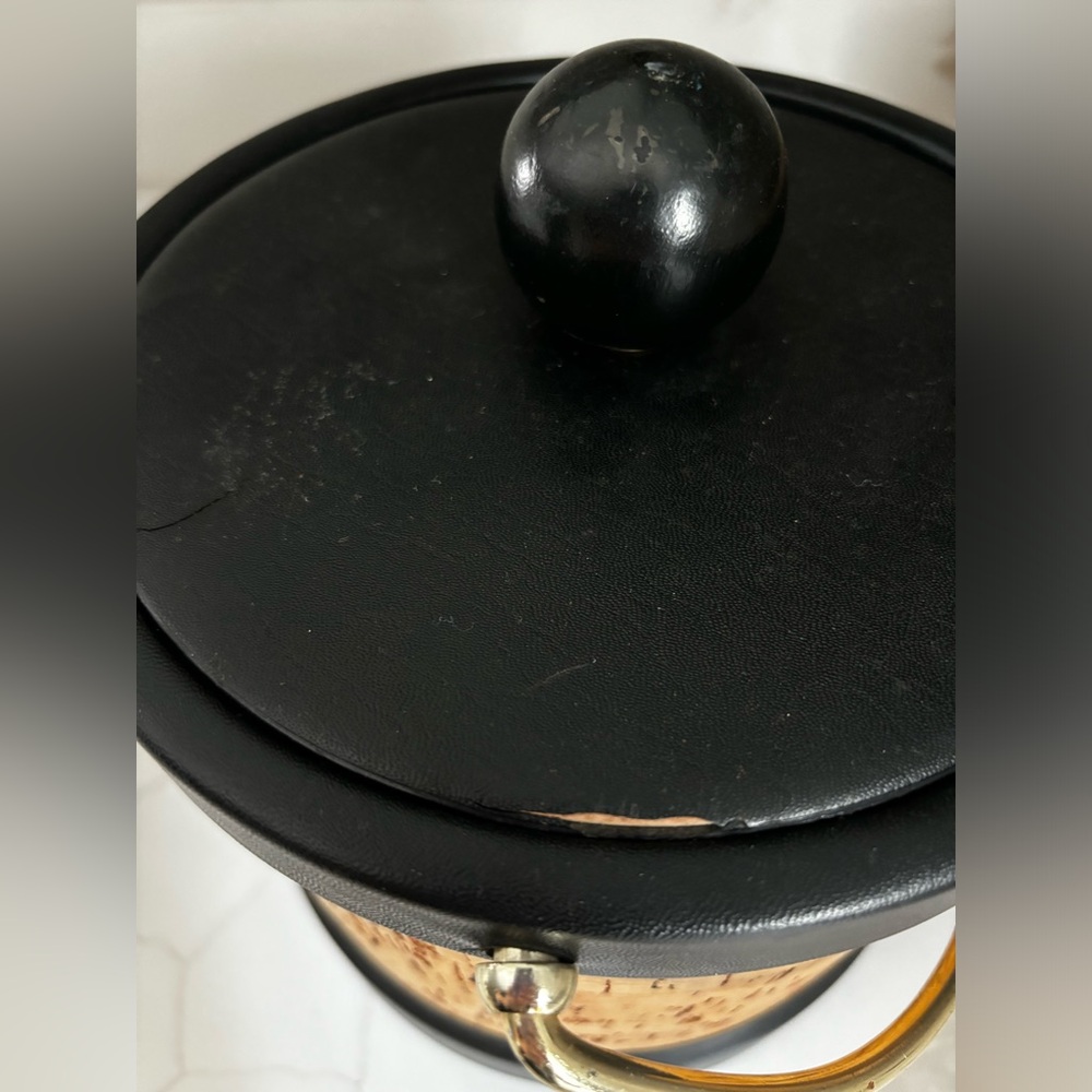 Vintage Cork and Faux Leather Ice Bucket MCM Ice Bucket, Barware, Barware Gifts - Picture 8 of 8